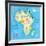 Concept Design Map of African Continent with Animals Drawing in Funny Cartoon Style for Kids and Pr-Dunhill-Framed Art Print