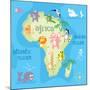 Concept Design Map of African Continent with Animals Drawing in Funny Cartoon Style for Kids and Pr-Dunhill-Mounted Art Print