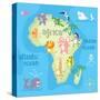 Concept Design Map of African Continent with Animals Drawing in Funny Cartoon Style for Kids and Pr-Dunhill-Stretched Canvas