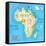 Concept Design Map of African Continent with Animals Drawing in Funny Cartoon Style for Kids and Pr-Dunhill-Framed Stretched Canvas