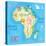 Concept Design Map of African Continent with Animals Drawing in Funny Cartoon Style for Kids and Pr-Dunhill-Stretched Canvas