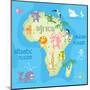 Concept Design Map of African Continent with Animals Drawing in Funny Cartoon Style for Kids and Pr-Dunhill-Mounted Art Print
