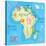 Concept Design Map of African Continent with Animals Drawing in Funny Cartoon Style for Kids and Pr-Dunhill-Stretched Canvas