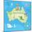 Concept Design Map of Australian Continent with Animals Drawing in Funny Cartoon Style for Kids And-Dunhill-Mounted Art Print