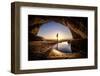 Concept Image of a Man Standing in Front of a Cave Exit-Skyimages-Framed Photographic Print