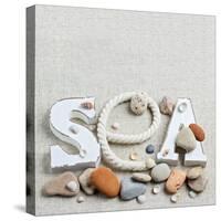 Concept of Summer Time with Sea Shells and Stones-Julia Photographer-Stretched Canvas