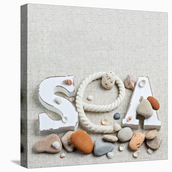 Concept of Summer Time with Sea Shells and Stones-Julia Photographer-Stretched Canvas