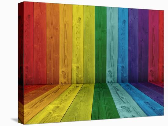 Concept or Conceptual Abstract Multicolored or Colorful Old Vintage Grungy Wood Wall Floor Texture-bestdesign36-Stretched Canvas