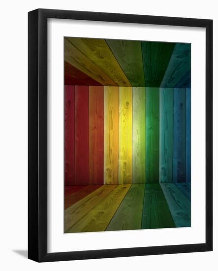 Concept or Conceptual Abstract Multicolored or Colorful Old Vintage Grungy Wood Wall Floor Texture-bestdesign36-Framed Photographic Print