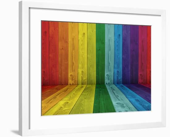 Concept or Conceptual Abstract Multicolored or Colorful Old Vintage Grungy Wood Wall Floor Texture-bestdesign36-Framed Photographic Print