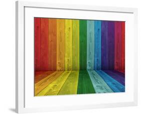 Concept or Conceptual Abstract Multicolored or Colorful Old Vintage Grungy Wood Wall Floor Texture-bestdesign36-Framed Photographic Print