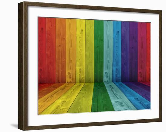 Concept or Conceptual Abstract Multicolored or Colorful Old Vintage Grungy Wood Wall Floor Texture-bestdesign36-Framed Photographic Print