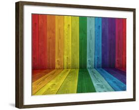 Concept or Conceptual Abstract Multicolored or Colorful Old Vintage Grungy Wood Wall Floor Texture-bestdesign36-Framed Photographic Print