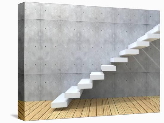 Concept Or Conceptual White Stone Or Concrete Stair Or Steps-bestdesign36-Stretched Canvas