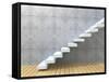 Concept Or Conceptual White Stone Or Concrete Stair Or Steps-bestdesign36-Framed Stretched Canvas
