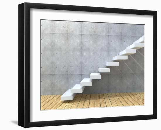 Concept Or Conceptual White Stone Or Concrete Stair Or Steps-bestdesign36-Framed Photographic Print