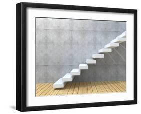 Concept Or Conceptual White Stone Or Concrete Stair Or Steps-bestdesign36-Framed Photographic Print