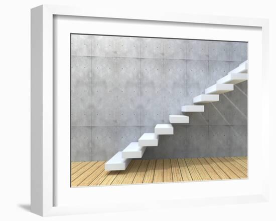 Concept Or Conceptual White Stone Or Concrete Stair Or Steps-bestdesign36-Framed Photographic Print