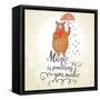 Concept Romantic Card with Cute Bear and the Rain Made of Hearts. Bright Invitation Card in Vector-smilewithjul-Framed Stretched Canvas