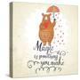 Concept Romantic Card with Cute Bear and the Rain Made of Hearts. Bright Invitation Card in Vector-smilewithjul-Stretched Canvas