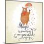 Concept Romantic Card with Cute Bear and the Rain Made of Hearts. Bright Invitation Card in Vector-smilewithjul-Mounted Art Print