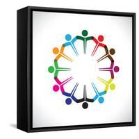 Concept Vector Graphic- People or Kids Icons with Hands Together-smarnad-Framed Stretched Canvas