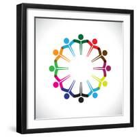 Concept Vector Graphic- People or Kids Icons with Hands Together-smarnad-Framed Art Print