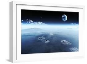 Conceptual Artwork of Mankind Exploring Space and Alien Planets. Footprints are the Evidence Left B-Johan Swanepoel-Framed Art Print