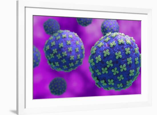 Conceptual biomedical illustration of the Hantaan virus.-Stocktrek Images-Framed Art Print