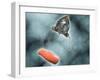 Conceptual Image of a Nanobot Injecting a Red Blood Cell-null-Framed Art Print