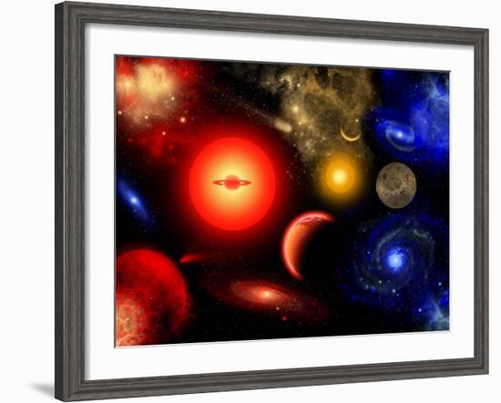 Conceptual Image of Binary Star Systems That are Found Throughout Our Galaxy-Stocktrek Images-Framed Photographic Print