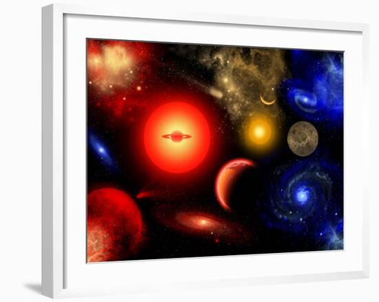 Conceptual Image of Binary Star Systems That are Found Throughout Our Galaxy-Stocktrek Images-Framed Photographic Print