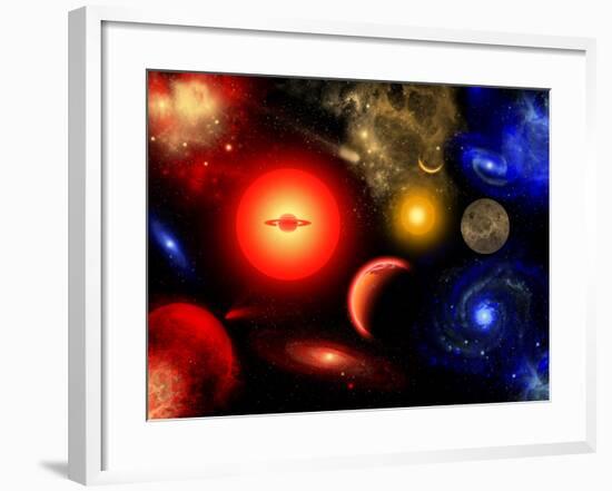 Conceptual Image of Binary Star Systems That are Found Throughout Our Galaxy-Stocktrek Images-Framed Photographic Print