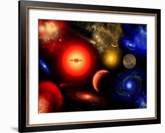 Conceptual Image of Binary Star Systems That are Found Throughout Our Galaxy-Stocktrek Images-Framed Photographic Print