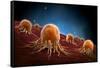 Conceptual Image of Cancer Virus-null-Framed Stretched Canvas