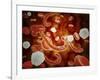 Conceptual Image of Ebola Virus in Blood Stream-null-Framed Art Print