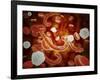 Conceptual Image of Ebola Virus in Blood Stream-null-Framed Art Print