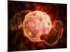 Conceptual Image of Endoplasmic Reticulum around a Cell Nucleus-null-Mounted Art Print