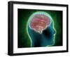 Conceptual Image of Female Body with Brain, Side View-null-Framed Art Print