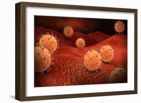 Conceptual Image of Influenza Causing Flu-null-Framed Art Print