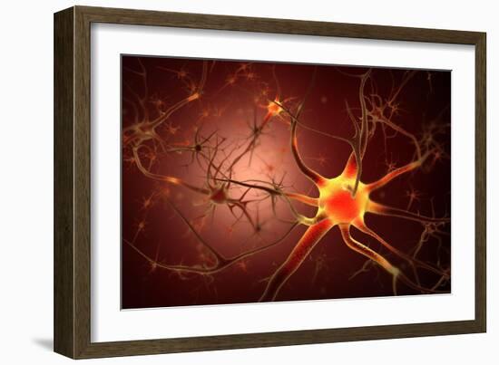 Conceptual Image of Neuron-null-Framed Art Print