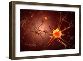 Conceptual Image of Neuron-null-Framed Art Print