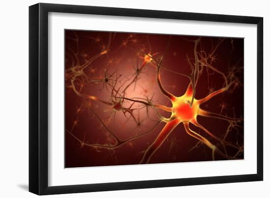 Conceptual Image of Neuron-null-Framed Art Print