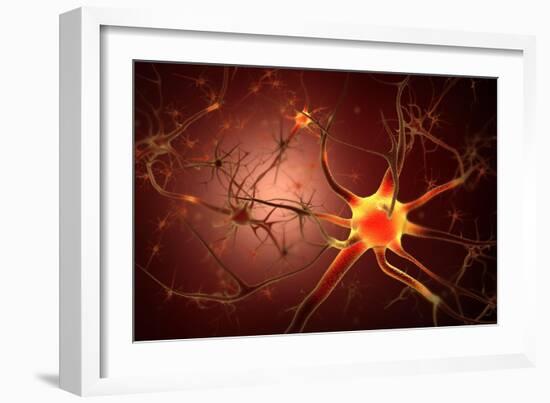 Conceptual Image of Neuron-null-Framed Art Print