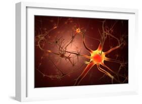 Conceptual Image of Neuron-null-Framed Art Print