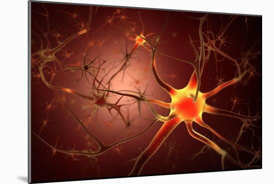 Conceptual Image of Neuron-null-Mounted Premium Giclee Print