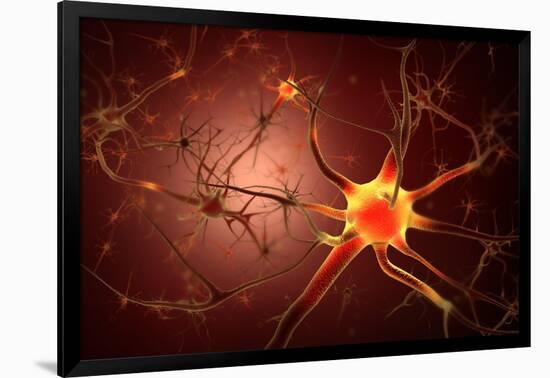 Conceptual Image of Neuron-null-Framed Art Print