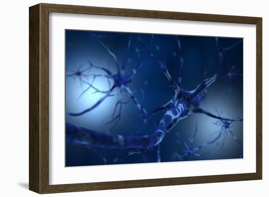 Conceptual Image of Neuron-null-Framed Art Print