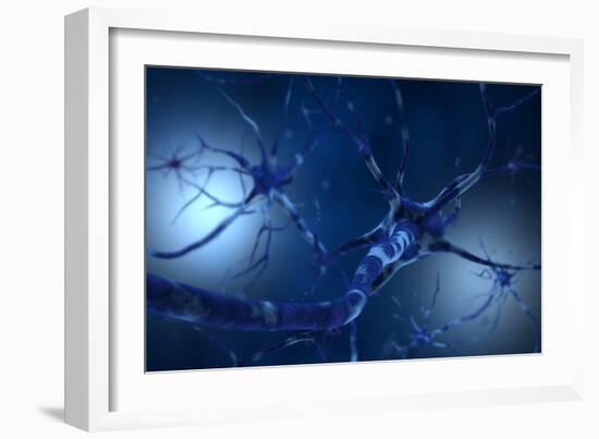 Conceptual Image of Neuron-null-Framed Art Print