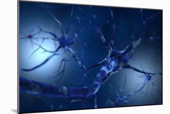 Conceptual Image of Neuron-null-Mounted Art Print